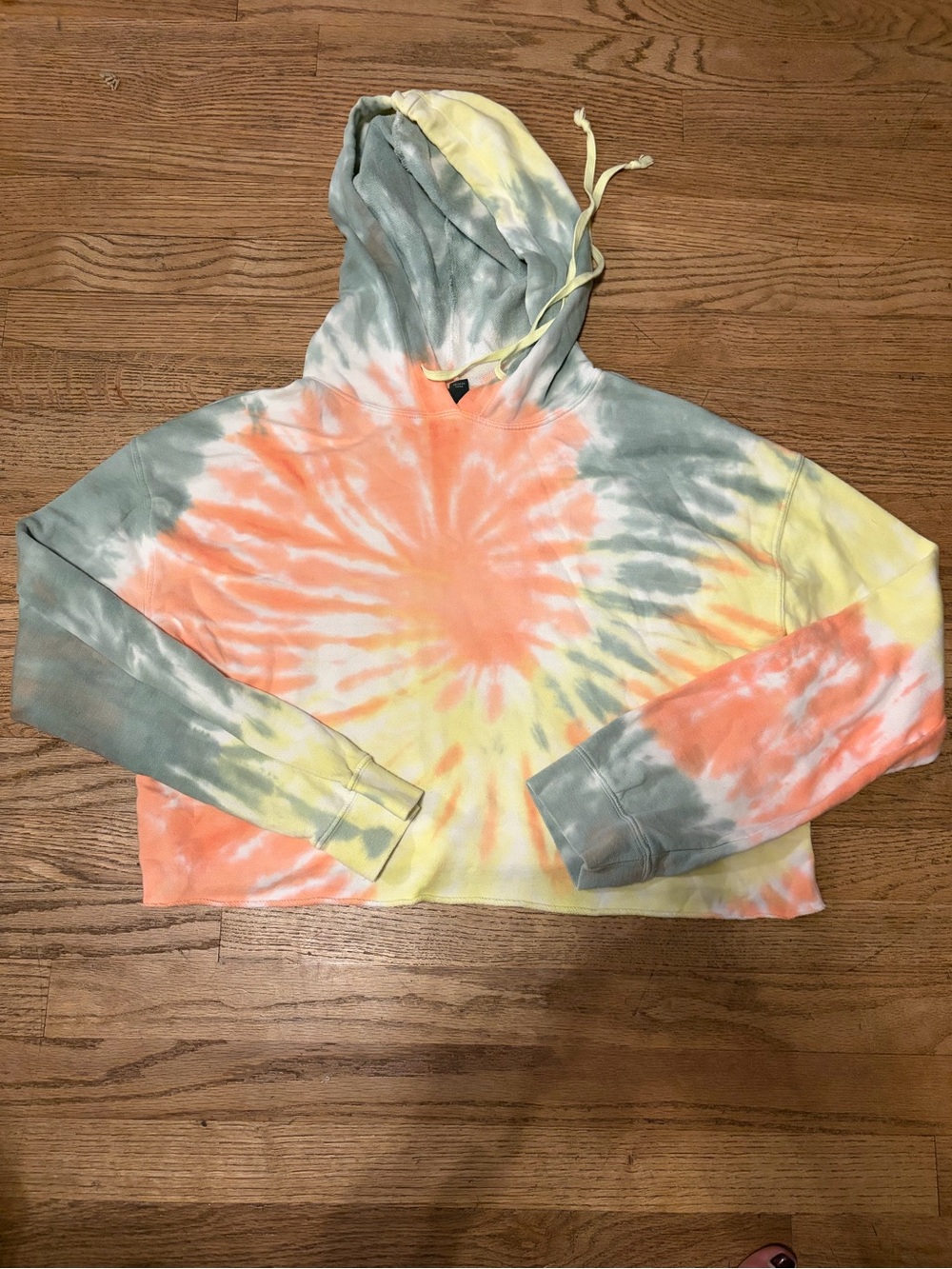 Tie-Dye Cropped Hoodie - Orange, Yellow & Green wild and fable size Large